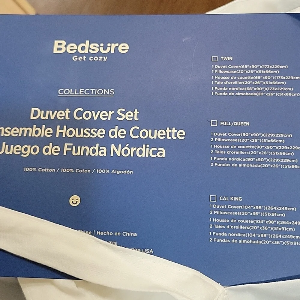 Bedsure white 100% cotton waffle weave duvet cover 3pc set Full Queen 90x90
